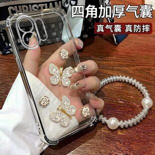 适用OPPOK13Turbo手机壳金边蝴蝶贴件K13TurboPro电镀四角防摔气囊简约硅胶女款 保护套