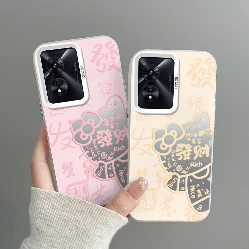 OPPOA97手机壳发财KT猫磨砂彩银