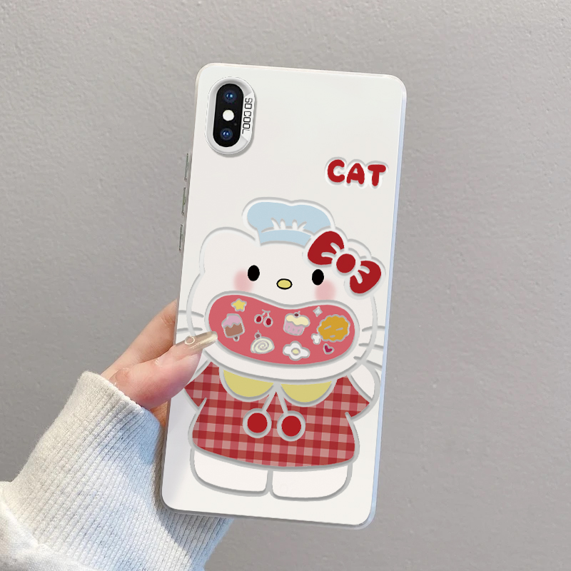 苹果X/XS手机壳格子衣KT大口