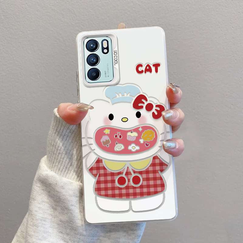 OPPORENO6手机壳格子衣KT大口