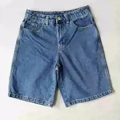 Men's Blue Denim Shorts, Summer Loose Straight-Leg Simple Casual Versatile Trendy Mid-Length Shorts