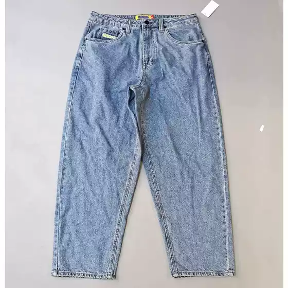 American Retro Light-Colored Men's Jeans, Spring and Autumn Trendy Straight-Leg Loose Fit, ins Trendy Washed Versatile Casual Long Pants