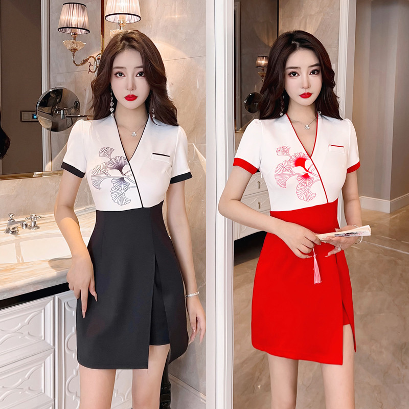 美容院spa会所养生连衣裙带短裤性感气质桑拿洗浴足疗技师工作服