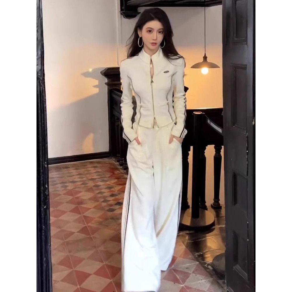 休闲运动套装女春秋2026新款流行韩版显瘦高级感卫衣阔腿裤两件套