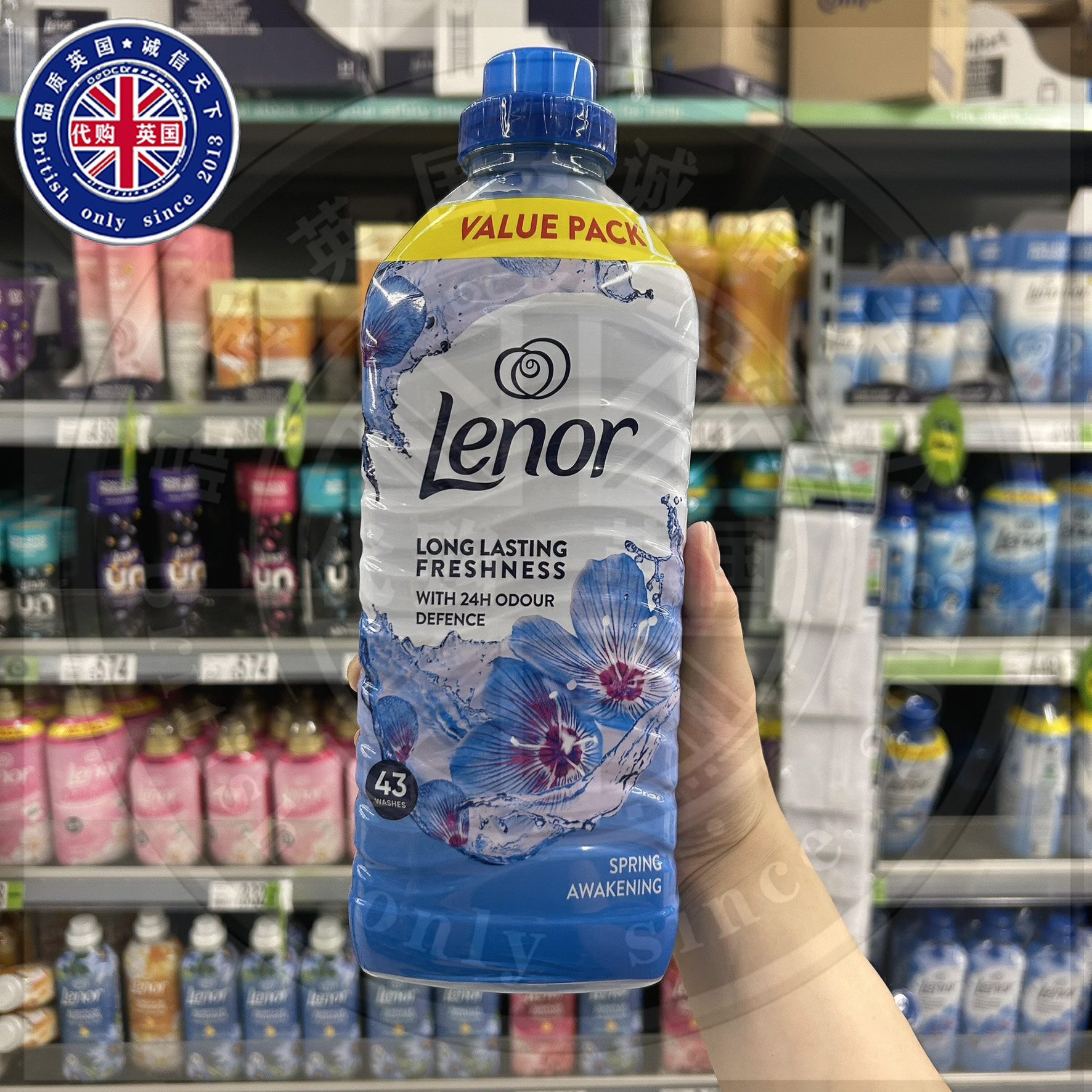 英国原装Lenor兰诺怡莲衣物柔顺剂防静电柔软留香43洗春日苏醒