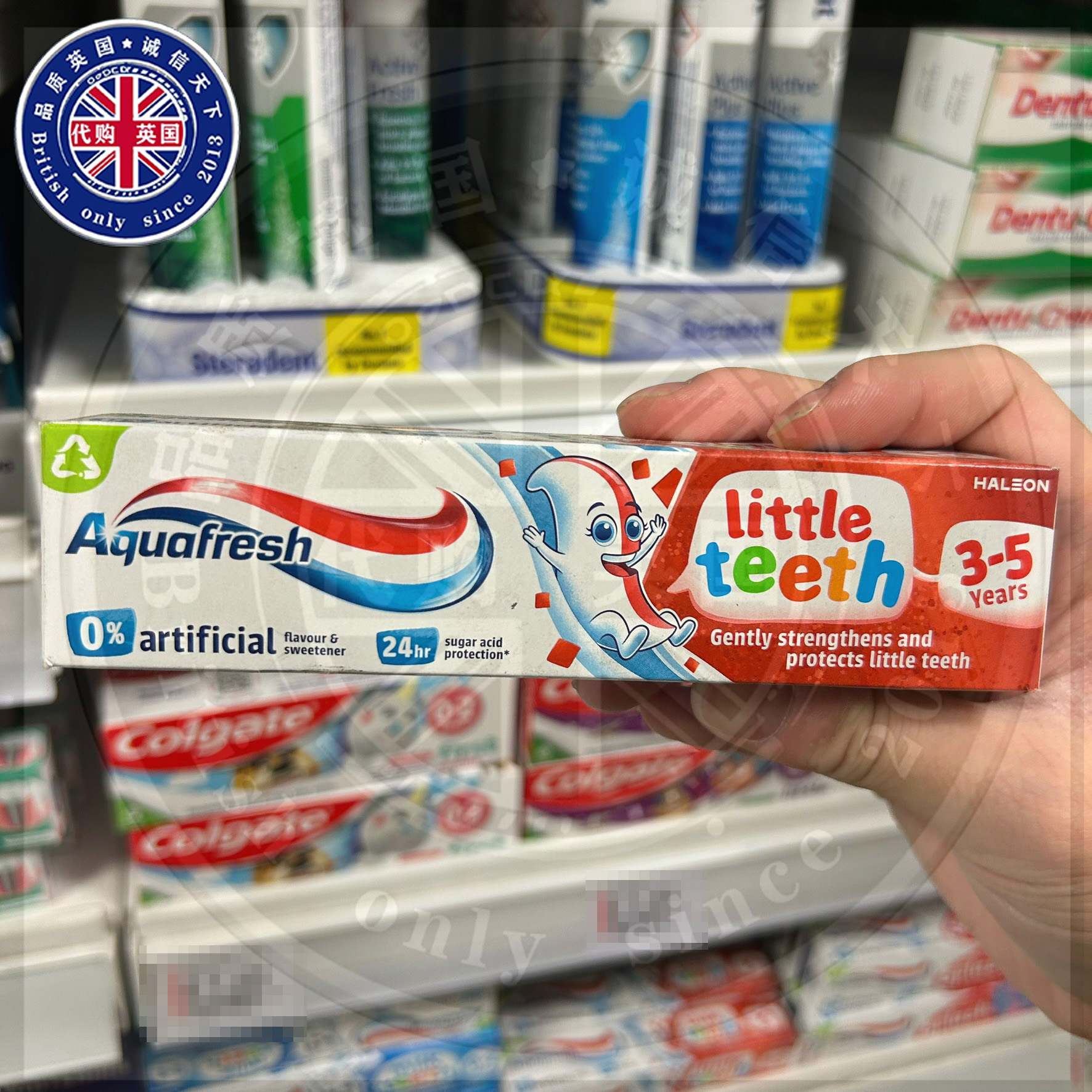 英国原装进口AQUAFRESH牙膏儿童3-5岁温和配方水果口味
