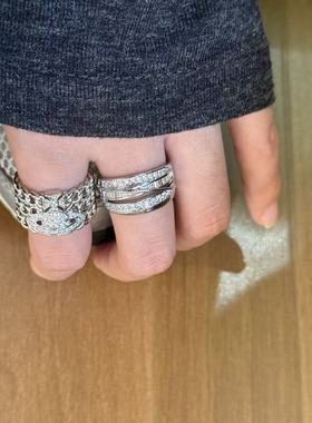 轻奢高级感锆石多层戒指女时髦ins冷淡风叠戴土星食指指环女