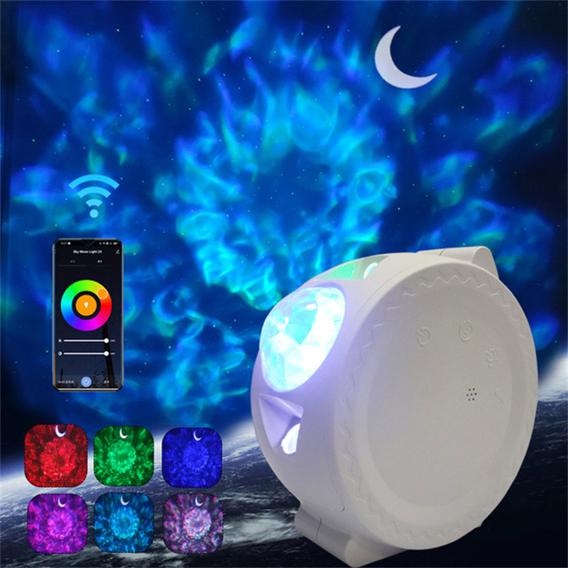 投影灯音乐星空投影仪WIFI智能星空灯星云灯月亮氛围灯七彩小夜灯