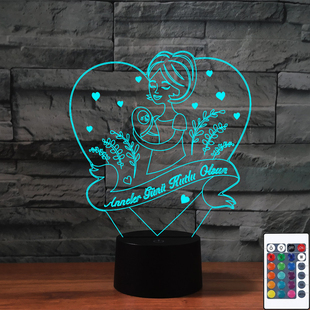 七彩触控渐变3d视觉灯送妈妈 母爱遥控16色卧室床头睡眠调节夜灯