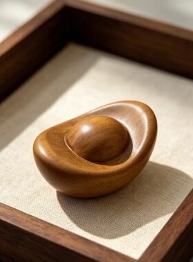 印度老山檀香木雕小胖金元宝手把件实木雕刻工艺品手把件摆件