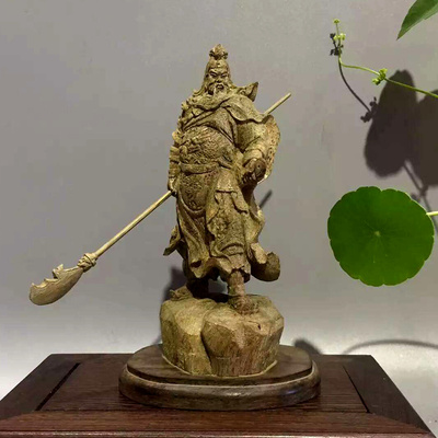 沉香木雕关公像关二爷武财神招财镇宅木制工艺品家居雕刻摆件