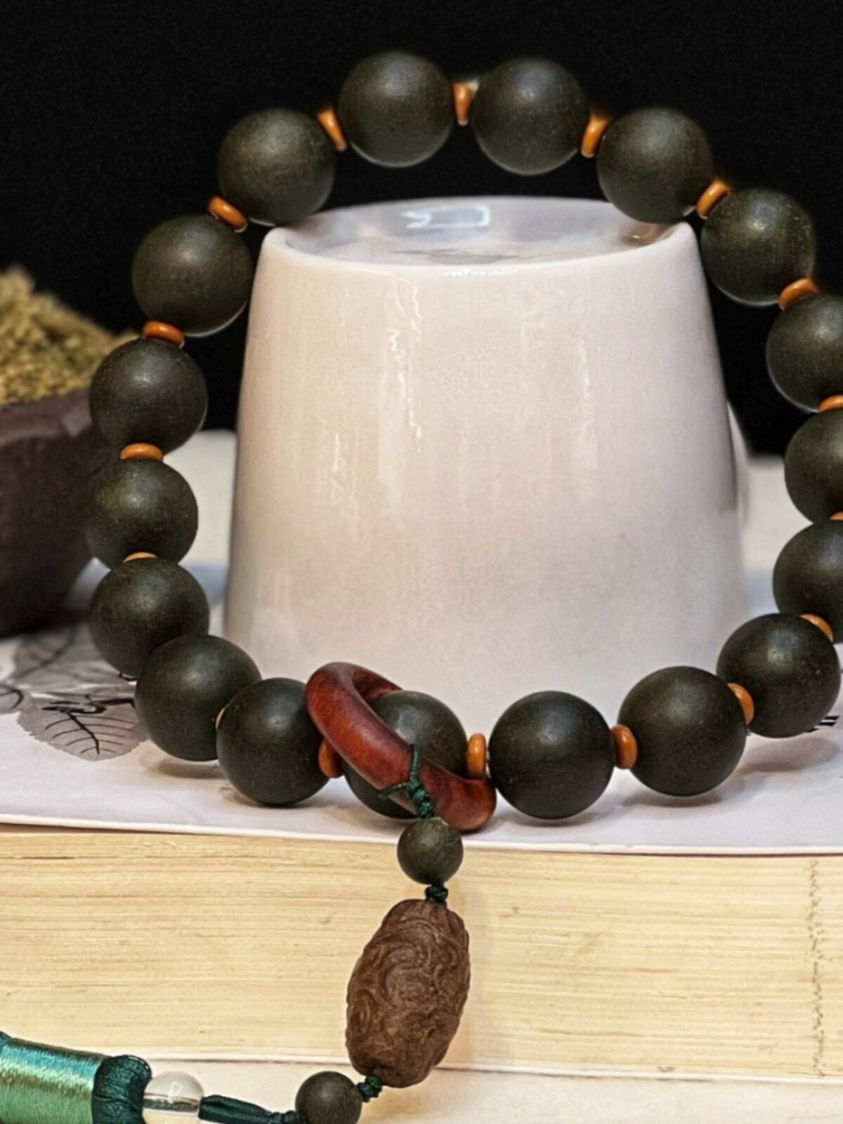 고대 향기 구슬 [MENGLING DREAMLAND] QINNAN AGARWOOD 휴대용 15MM * 18 체스 NAN AGARWOOD 팔찌 묵주 향 보내기