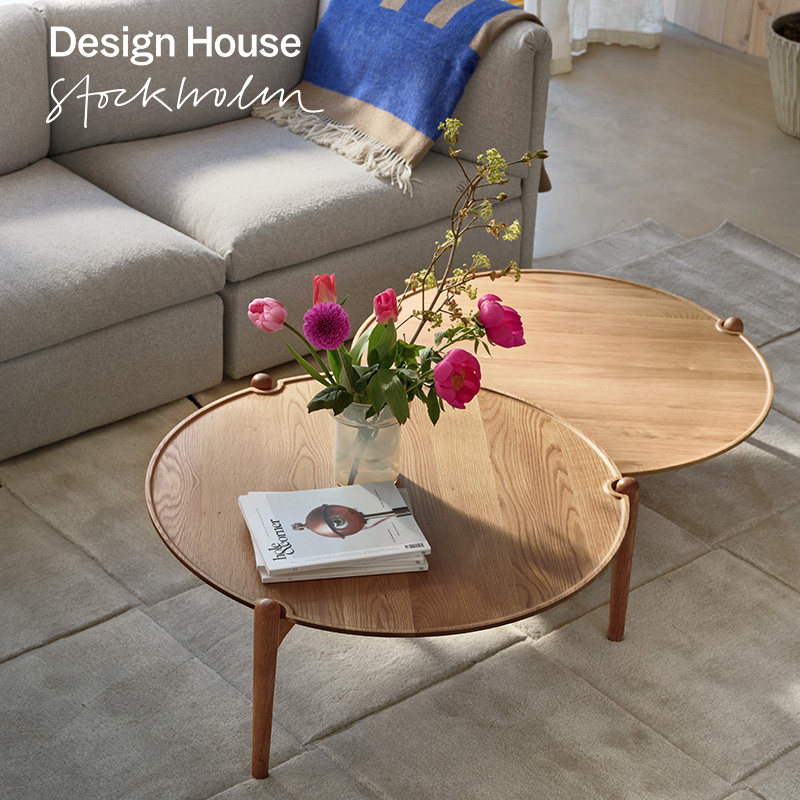 瑞典design house橡木圆桌茶几ARIA系列高款矮款多色装饰客厅置物