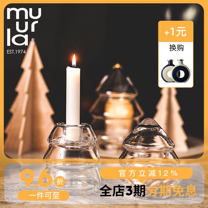 芬兰muurla玻璃圣诞树平安夜烛台图片