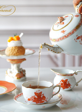 匈牙利Herend海兰德赫伦橙色阿波尼系列餐盘茶杯碟家用咖啡壶茶壶