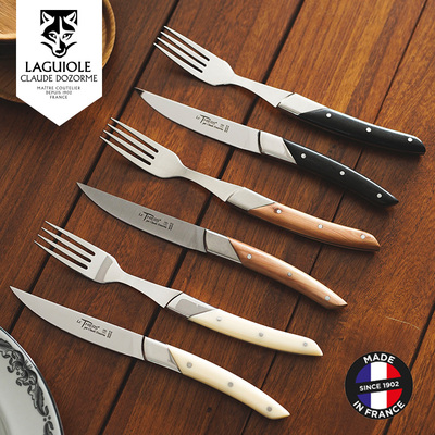 法国Claude dozorme狼头蒂耶尔ART DECO系列黑檀木刺柏木牛排刀叉