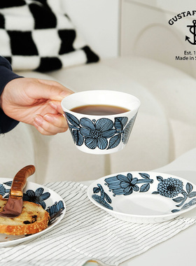 瑞典Gustafsberg古斯塔夫Bla Aster蓝菊系列骨瓷咖啡杯碟茶杯碟