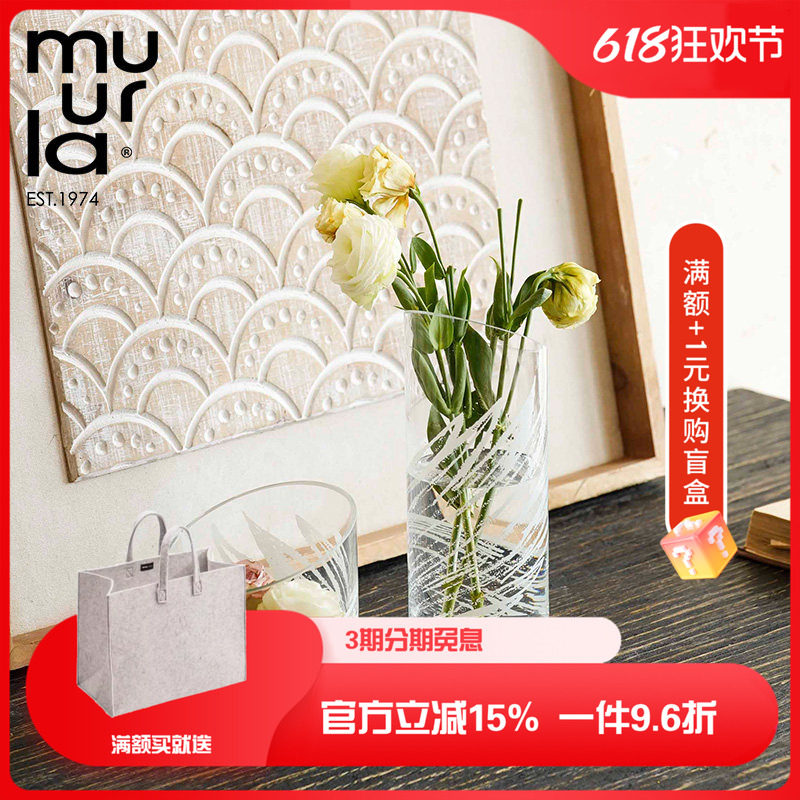 现货芬兰muurla Swan天鹅系列玻璃花瓶烛台手工托盘北欧家居摆件