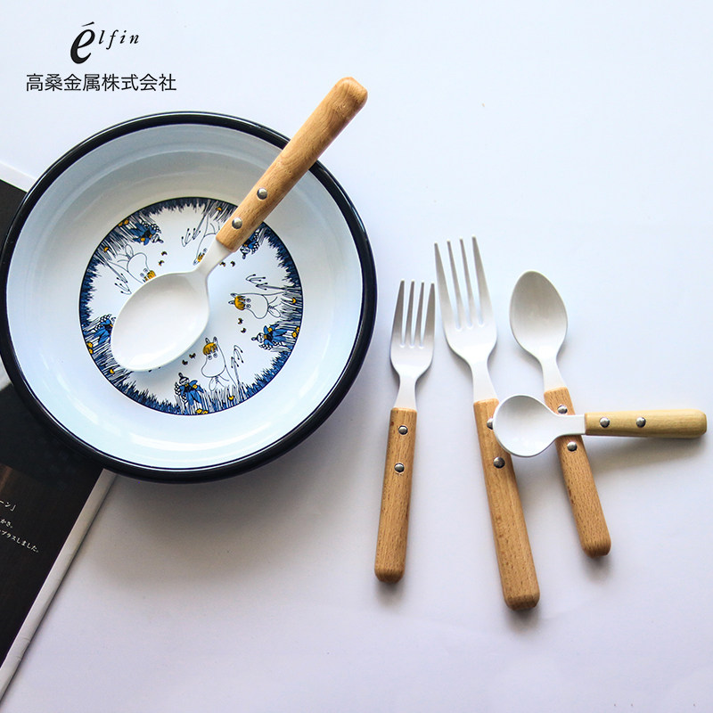 日本进口elfin高桑金属珐琅餐具家用厨具搪瓷刀叉勺黄油刀甜点叉