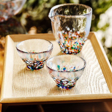 日本ADERIA津轻彩色创意纯手工水晶家用玻璃杯公道杯经典清酒杯