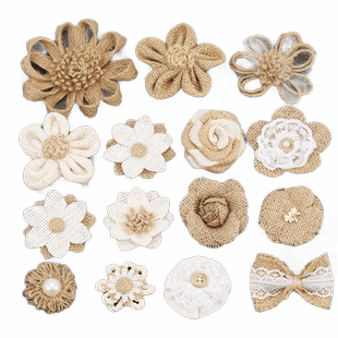 麻绳小花朵装饰手工diy制作幼儿园环创布置蝴蝶结麻布花材料配件