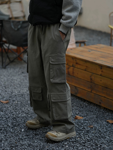 裤 日系休闲重磅工装 男潮秋冬 新款 24AW多口袋直筒宽松军裤