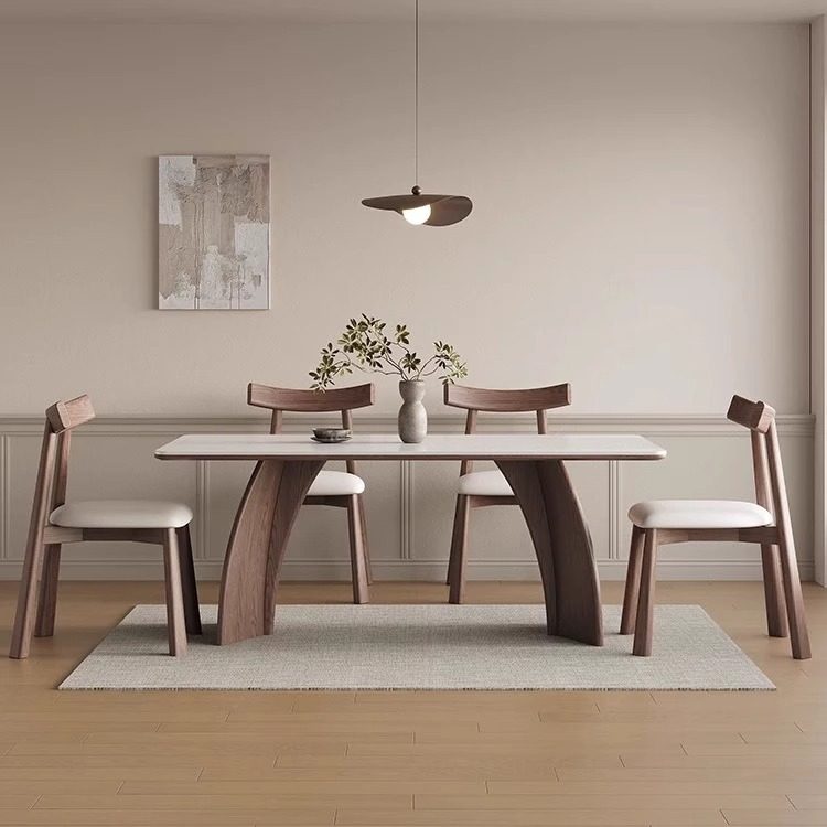 胡桃色实木餐桌小户型现代简约加厚全托长方形黑色岩板餐桌,商业/办公家具,餐桌椅系列,淘宝优惠券,粉丝福利购,淘宝优惠卷