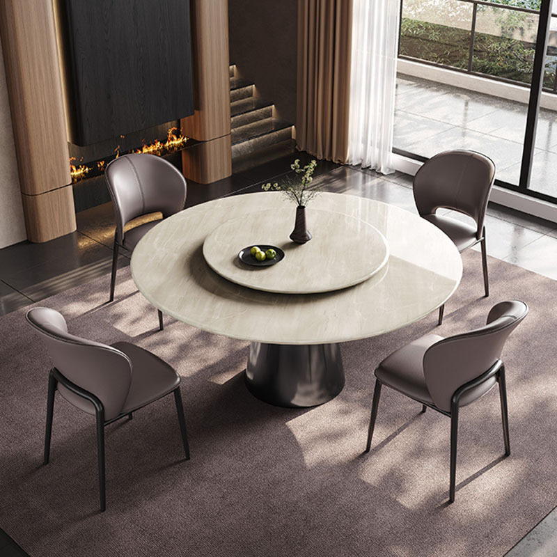奢石餐桌圆桌带转盘餐厅2026新款高端意式轻奢大理石餐桌高级感,住宅家具,岩板餐桌,淘宝优惠券,粉丝福利购,淘宝优惠卷