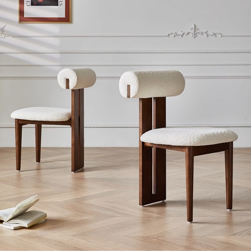 实木复古餐椅家用客厅休闲椅化妆靠背椅法式北欧中古设计师椅子