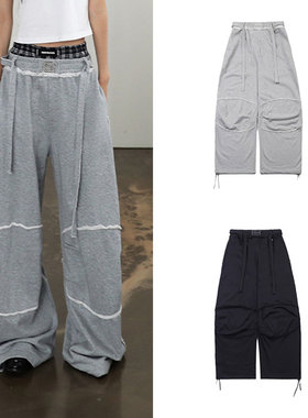 宮脇咲良同款badblood美式辣妹低腰卫裤女百搭运动休闲阔腿休闲裤