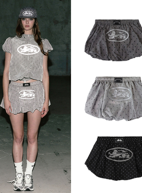 韩国badblood美式复古辣妹风半身裙波点尼龙速干薄花苞短裙蓬蓬裙