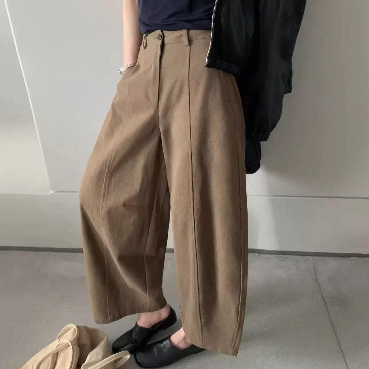 卡蔓OQQO MM168秋韩系后松紧腰阔腿九分休闲裤百搭气球裤女,女装/女士精品,休闲裤,淘宝优惠券,粉丝福利购,淘宝优惠卷