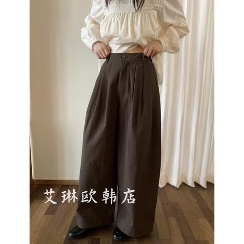 ouur&liberte米鹿25302秋款韩系后腰松紧休闲宽松显瘦阔腿裤女