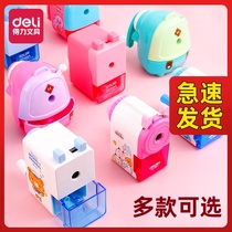 得力削笔器机铅笔刀多功能手摇车卷笔刀铅削笔刀转笔刀自动进铅手动钻笔刀儿童小学生用铅笔刨旋绞修剥笔机