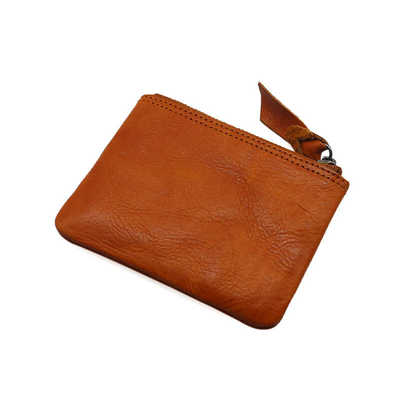 植鞣牛皮做旧小钱包复古零钱袋