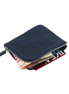 新品头层牛皮拉链钱包韩版真皮女士钱夹复古驾驶证零钱包复古卡包