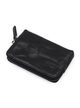 All Situation 头层牛皮拉链钥匙包真皮钱包皱褶复古卡包驾驶证包