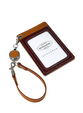 原创设计卡包男头层牛皮卡套定制真皮复古搭扣门禁工牌撞色胸卡女