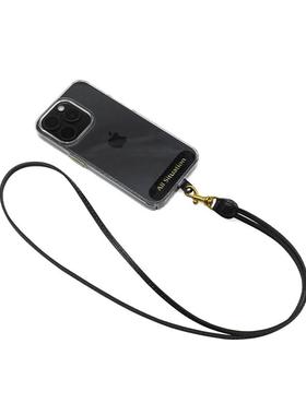 原创头层牛皮挂脖手机绳夹片背贴挂脖挂饰万能吊绳手机壳防丢神器