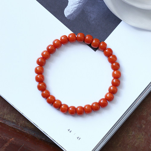 天然南红玛瑙直切桶珠款手链