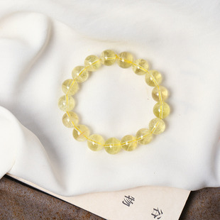 工厂处理福利价天然水晶柠檬黄水晶圆珠单圈手链女款 水晶手串饰品