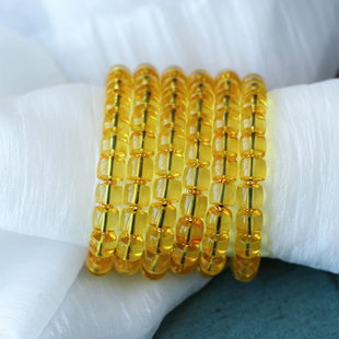 精品 天然墨西哥蓝珀直切款单圈手链 男女款正品琥珀蓝珀手串饰品