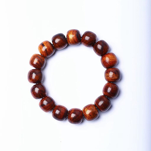 高端文玩海黄手串饰品 男女款 天然海南黄花梨虎皮纹老型款 手链