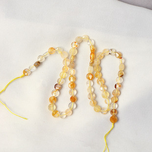 天然水晶黄胶花圆饼款半成品长条 女款手链串珠散珠配件diy材料