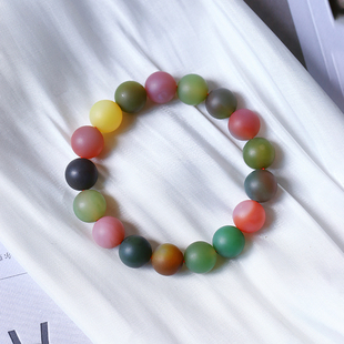磨砂珠天然新矿料盐源玛瑙圆珠单圈手链 盐源玛瑙手串饰品 女款