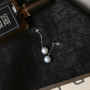 天然淡水珍珠纯银镶嵌款耳钉耳坠爱迪生款白珍珠女款珍珠耳饰0826