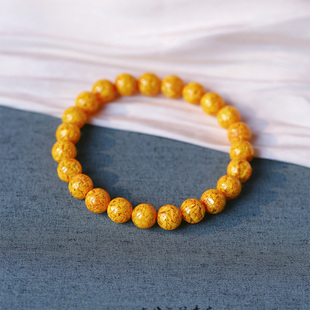真品雄黄原矿晶体朱砂手串黄色手链女转运珠雄黄砂手串正品 护身符