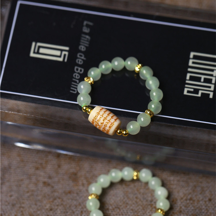 天然和田玉青玉圆珠搭配猛犸象牙五条经桶珠原创款戒指指环 女款,珠宝/钻石/翡翠,手饰,淘宝优惠券,粉丝福利购,淘宝优惠卷