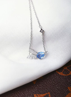 精品彩宝天然蓝萤石纯银镶嵌款吊坠 女款水晶银镶嵌彩宝饰品