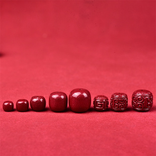 天然原矿朱砂回纹老型桶珠单珠紫金朱砂手链手串原创配饰配件饰品